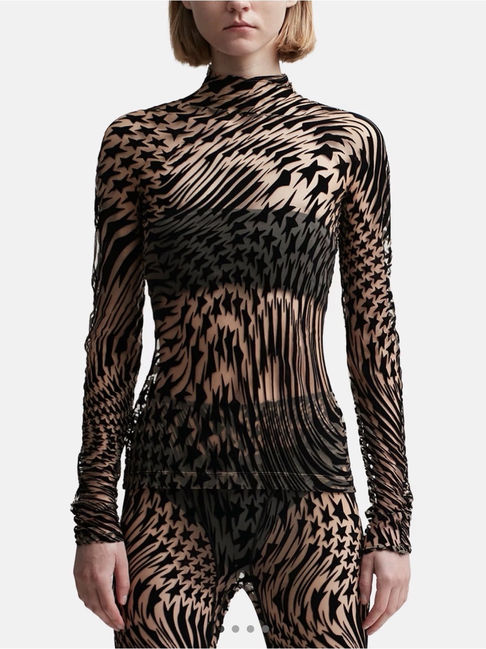 NWT Mugler Flocked Star Mesh Top size 38